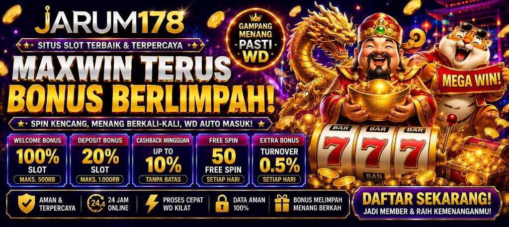 Banner APINAGA kemenangan beruntun — bonus arena pusat naga-merah, WD otomatis QRIS kilat