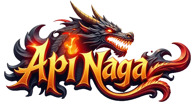 Official APINAGA gold-red lion logo — apinagajoker.com premium gaming platform Indonesia